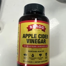 Bragg Apple Cider Vinegar 750 mg Capsules (180 Count) 9/10/27