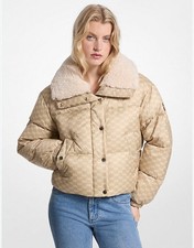 MICHAEL Kors size M Logo Print and Sherpa Puffer Jacket