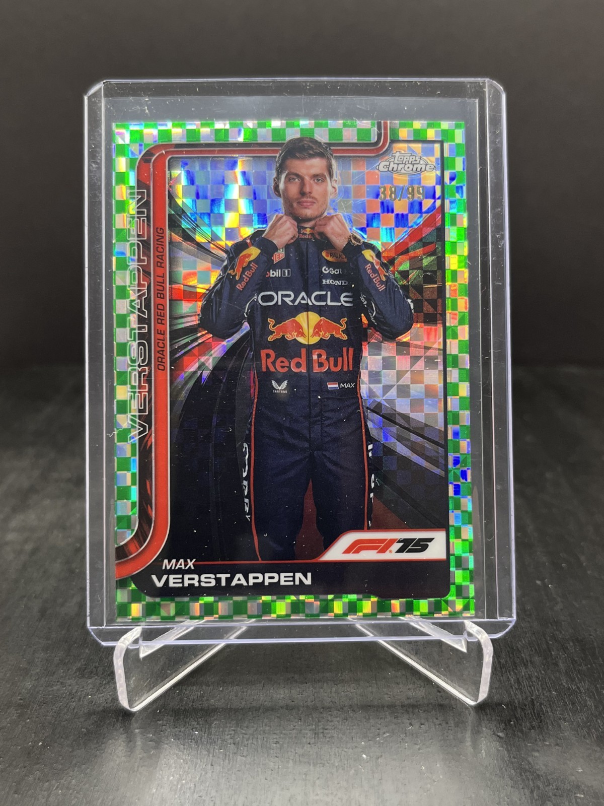 2025 Topps Chrome Formula 1 F1 Max Verstappen Portrait Green Checker 38/99 #1