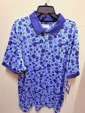 PGA TOUR Men s Golf Polo Shirt XL Blue Floral Short Sleeve NWT 75 Gift