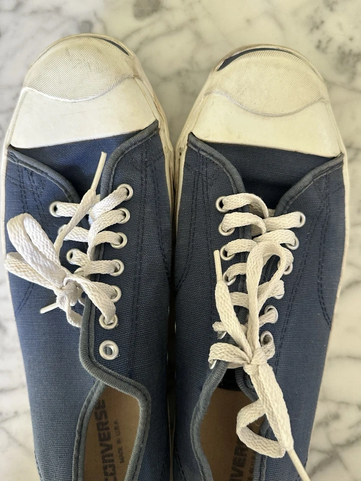 Vintage Converse Jack Purcell White Canvas Sneakers Made in USA Sz 12 - Image 3 of 4