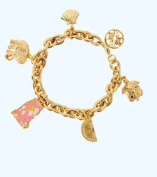 LILLY PULITZER "Oh Shift!" Goldtone 8” Charm BRACELET - Image 2 of 4