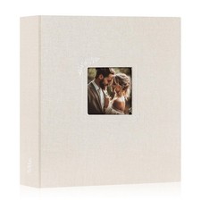 Lanpn 8.5x11 Linen Scrapbook Photo Album 3-Ring 60 Pages Beige Memories