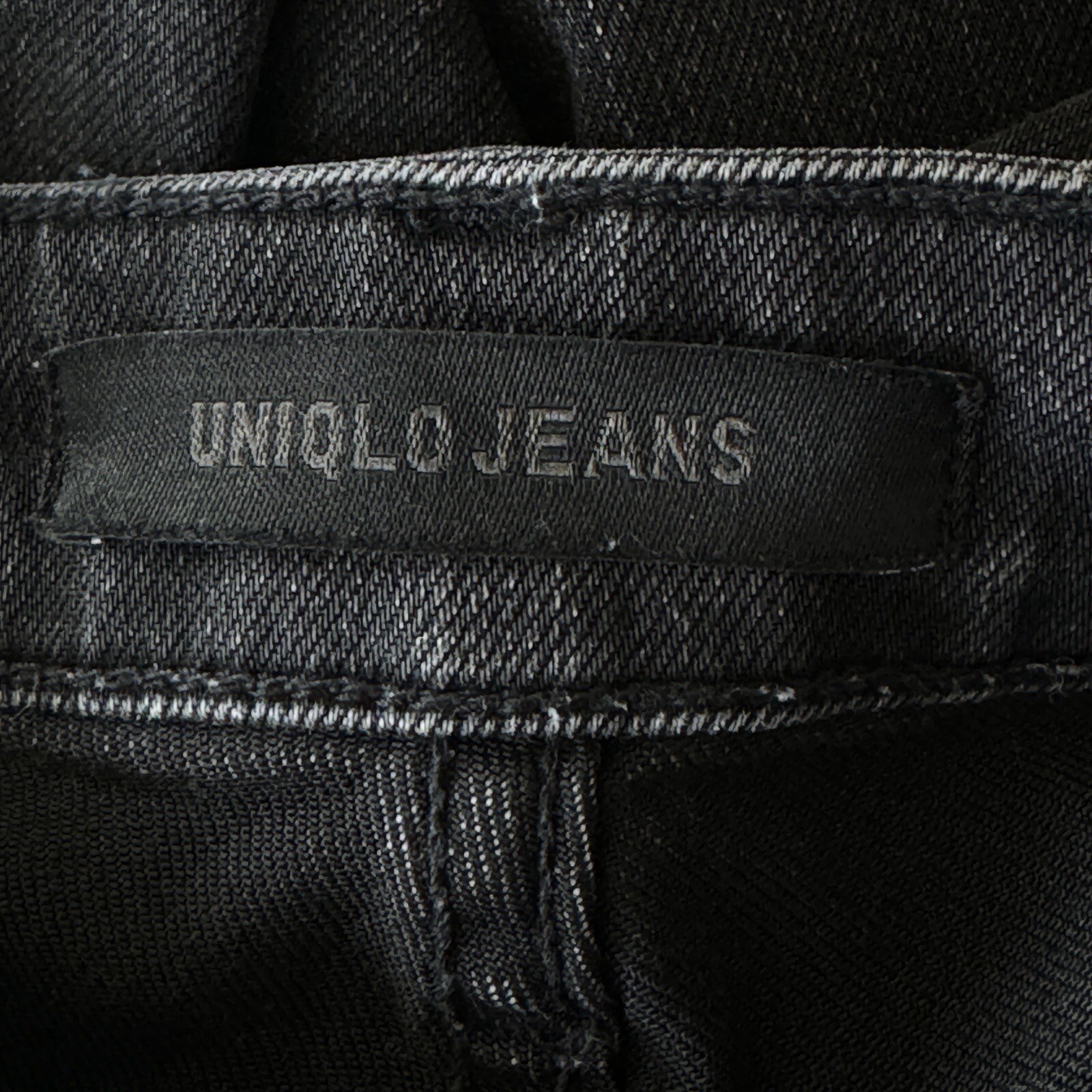 Uniqlo SZ 25 Straight Jeans Mid-Rise Frayed Hem Zip-Fly Stretch Black Wash Women thumbnail 7