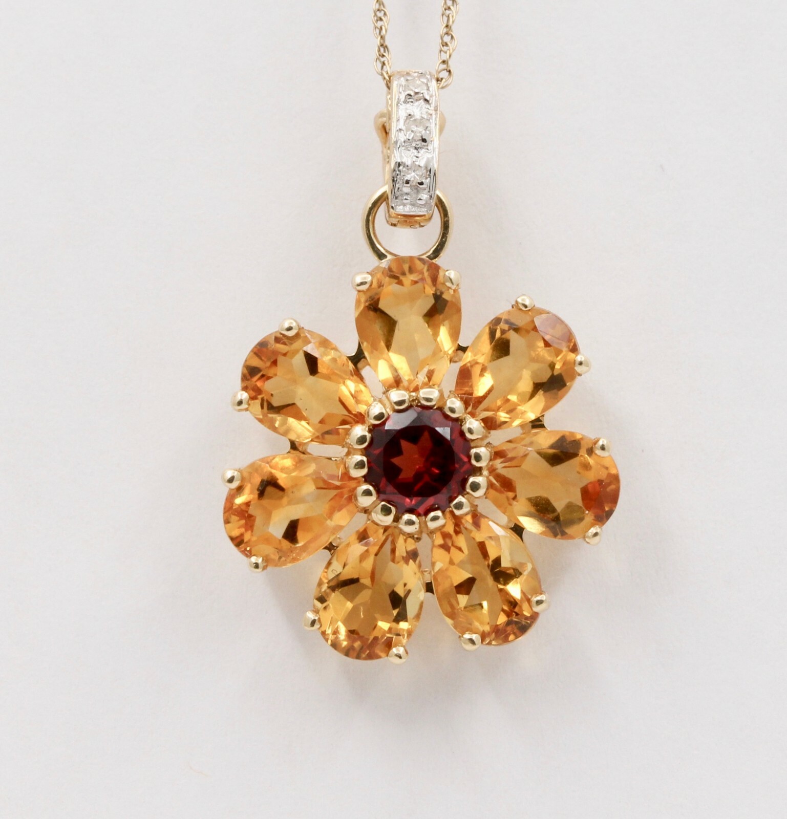 Cute Vintage 14K Yellow Gold Citrine Rubellite Fl… - image 1