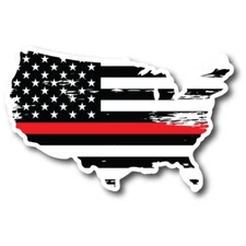 Patriotic Distressed Thin Red Line American Flag In The Shape Of The US Magnet