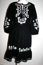 NEW&TAGS embroidered peasant dress SIZE 8 cotton skater fit & flare boho 60s