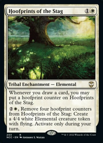HOOFPRINTS OF THE STAG w/5 Elemental Tokens mtg NM-M New Capenna Commander Rare - Picture 2 of 2