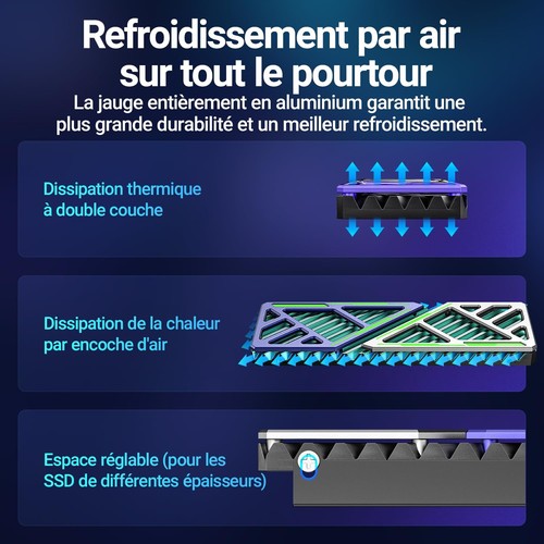 Dissipateur thermique M.2 pour PS5/mATX/MiniATX dissipateur thermique NVMe ul... - Afbeelding 4 van 7