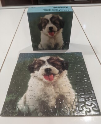 Vtg  Springbok 7  Mini Jigsaw Puzzle A Hug Is Worth A Thousand Licks Puppy