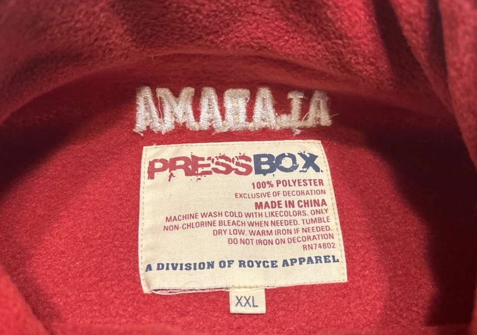 Press Box Alabama Hombre’s Pullover Polar Sudadera 2XL XXL Carmesí Marea 1/4 Cremallera Foto 4 de 4