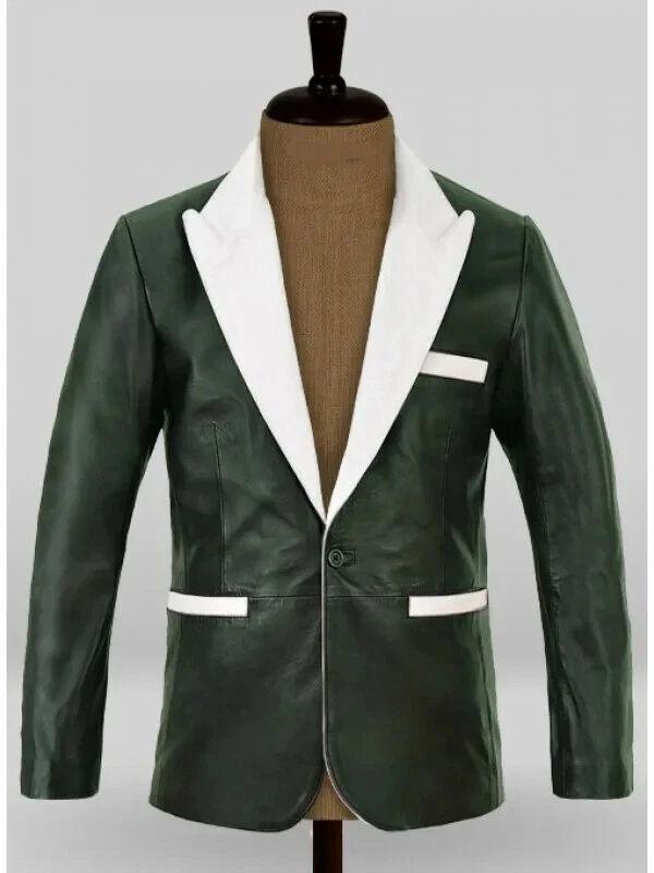 New Mens Green Leather Blazer 100% Pure Soft Lambskin