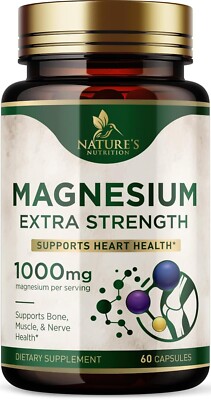 Magnesium Pills Extra Strength 1000mg - Bone, Muscle, Heart Support - Non GMO