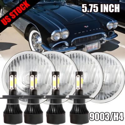 For Chevy Corvette 62-82 4x DOT 5.75'' 5-3/4 inch LED Headlights Hi/Lo Beam 6000K