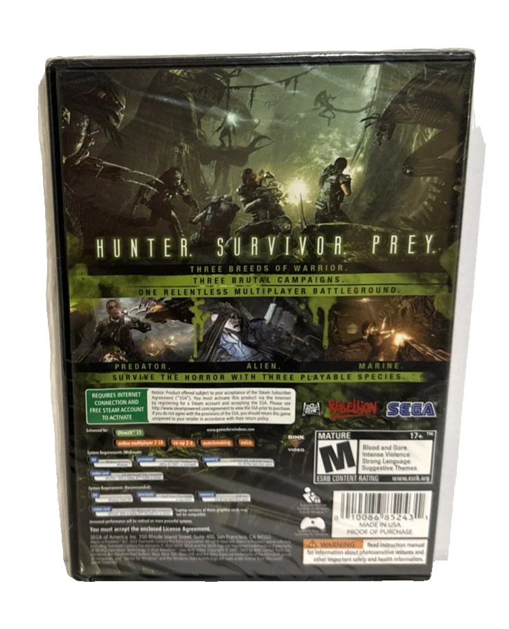 Aliens vs. Predator PC 2010 Rare New Sealed Free Shipping - Image 2 of 4