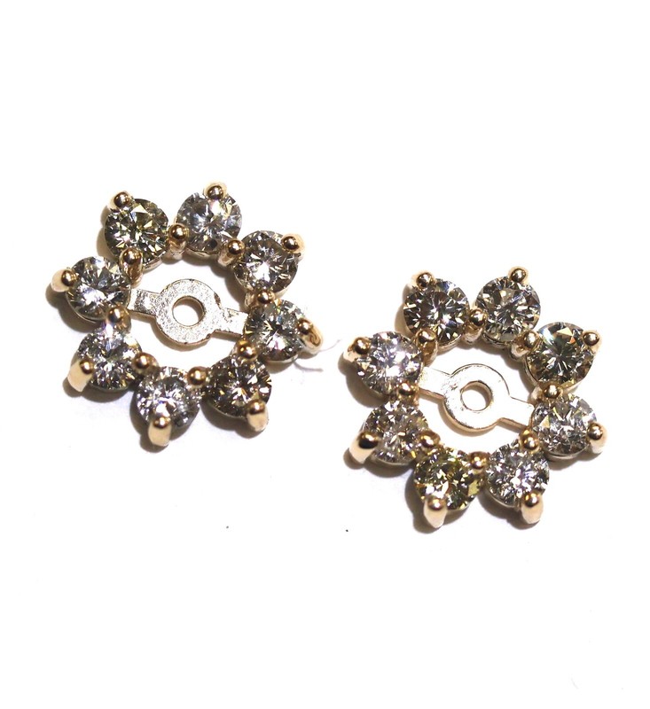 New 14k white gold .80ct SI3 G round diamond Halo stud earring jackets enhancer