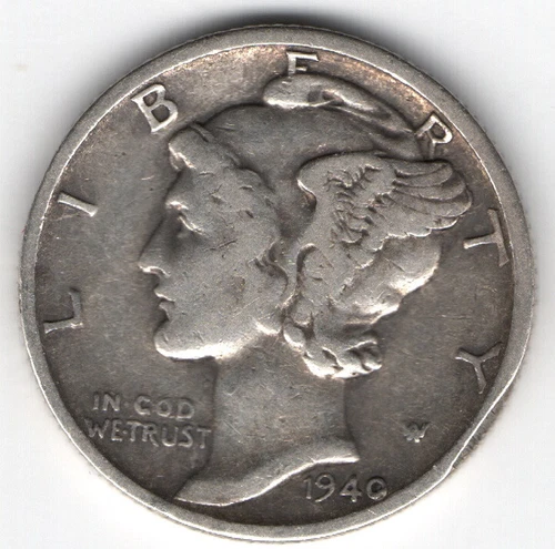 1940 D Mercury 90% Silver Dime XF Extra Fine