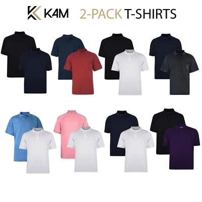 KAM 2er-Pack Pikee Polo Ausschnitt Herren T-Shirts groß groß groß groß schlicht mit Brusttasche Oberteil