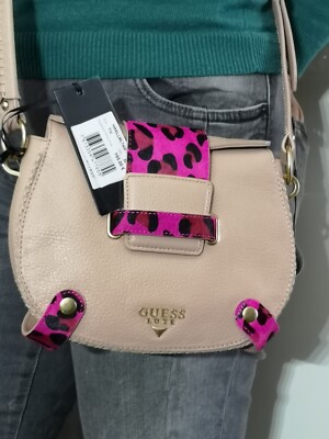 GUESS LUXE Tasche aus Leder Nude Rosa Umhängetasche Boho Chic