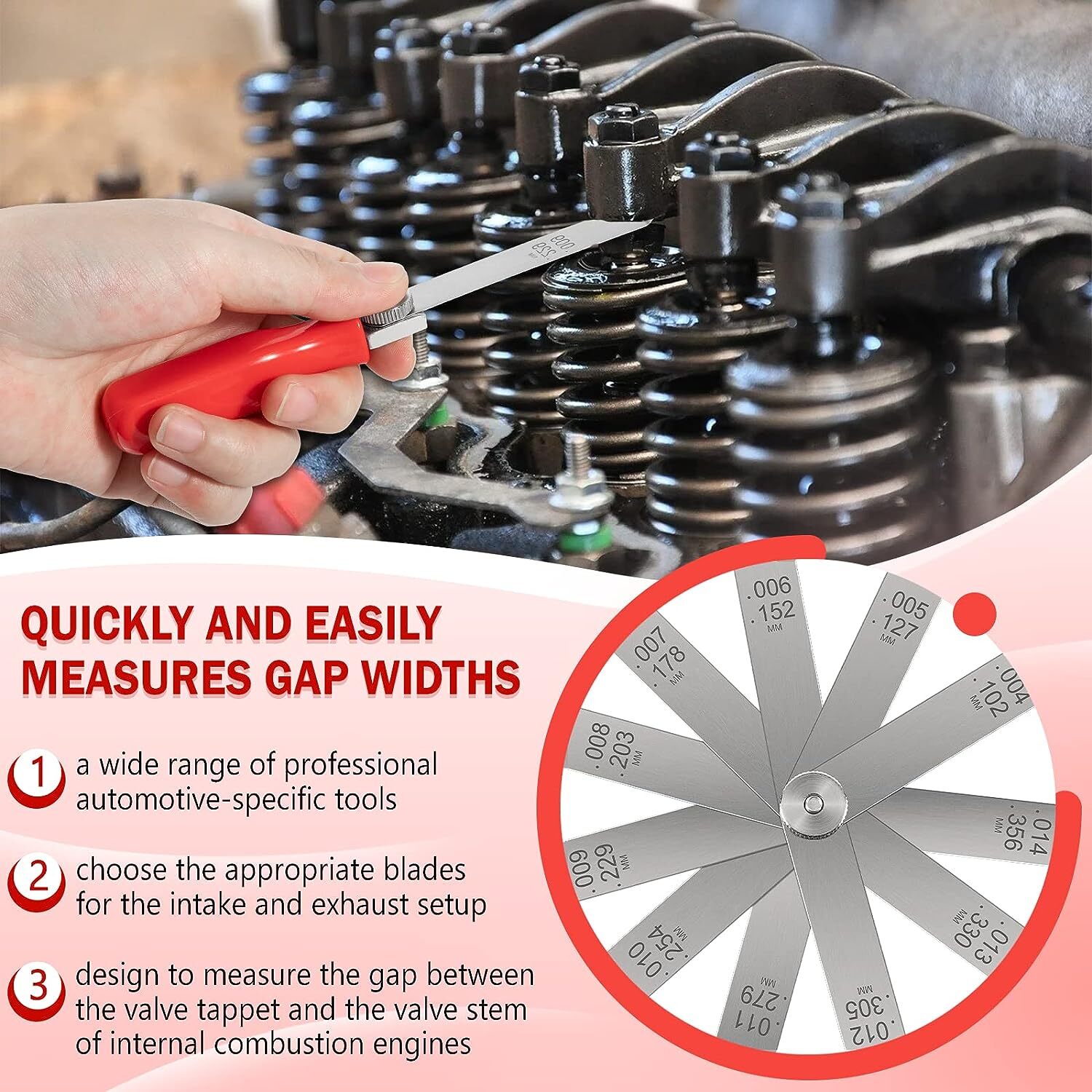 A308 Offset Valve Tappet Gauge Feeler Gauge Set 11 Blade Offset 0.004" to 0.014" eBay