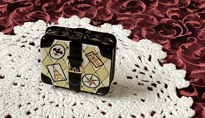 Mud Pie Hinged Trinket Box Luggage PARIS Effie s Tower 2 x2 