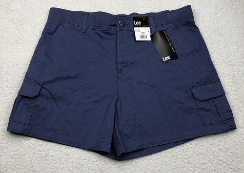 Lee Cargo Shorts Womens 16 M Surf Blue Mid Rise Ultra Soft Waistband Stretch