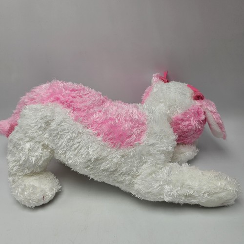 Ty TySilk Pinkys Paradise Pink White Puppy Dog Bean Plush 2005 Ear Bows 10 Inch - Picture 12 of 12