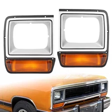 For Dodge Pickup Truck Headlight Bezel Headlamp 86-90 w/ Corner Parking Light