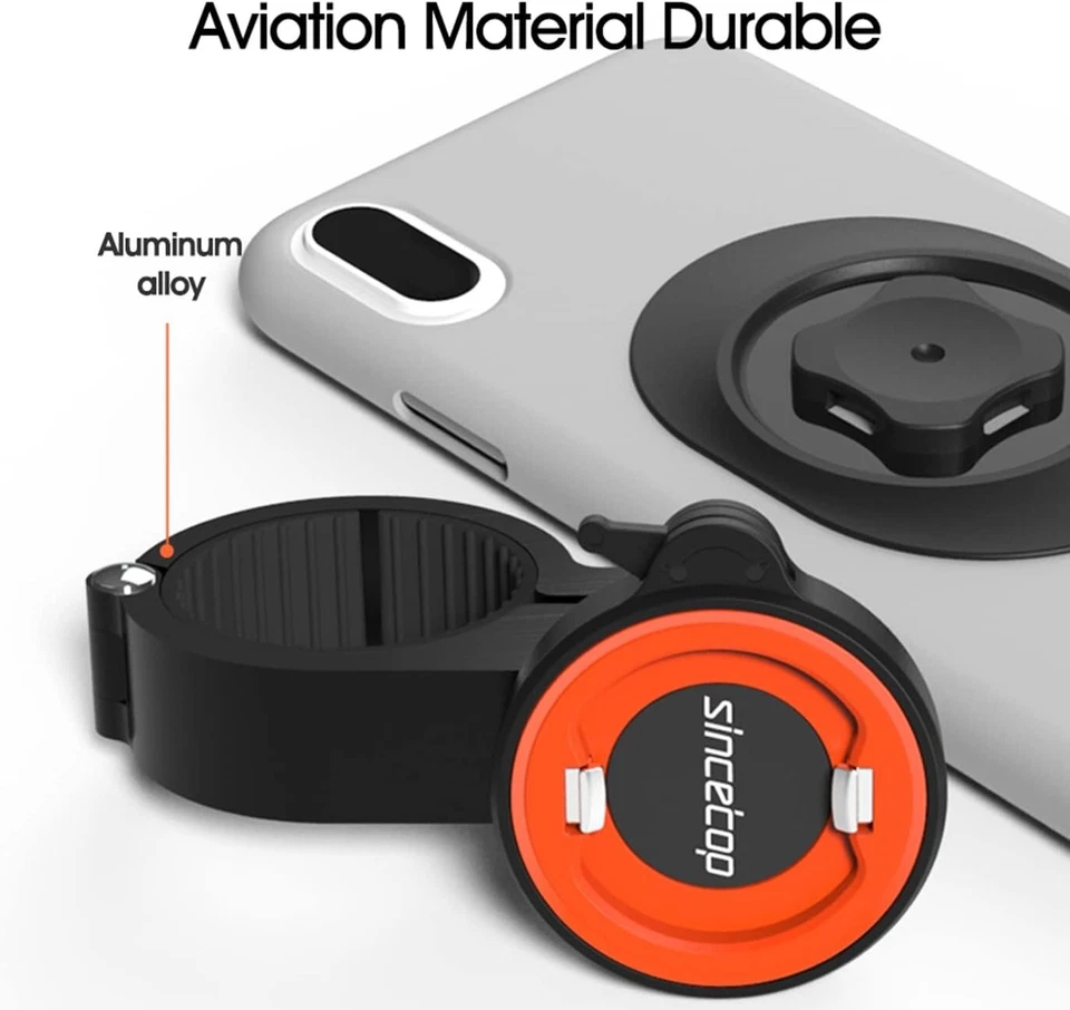 Soporte de teléfono de bicicleta resistente - Manillar delantero exterior universal - Naranja vibrante Foto 4 de 4