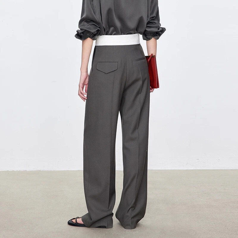 Womens THE ROW Spring Double-pleated Wide-leg High-waisted Straight-leg Pants - Image 2 of 4