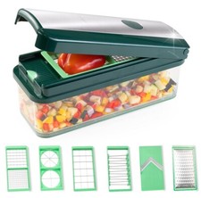 Genius Nicer Dicer Exclusive Gemüseschneider 15tlg mit 6 Einsätzen + Rezeptheft
