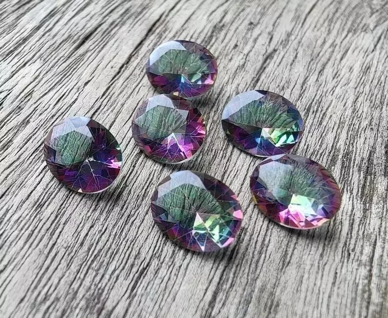 Wholesale Natural Mystic Quartz Oval Faceted Cut Gemstones AAA Grade Stones - Image 4 of 4