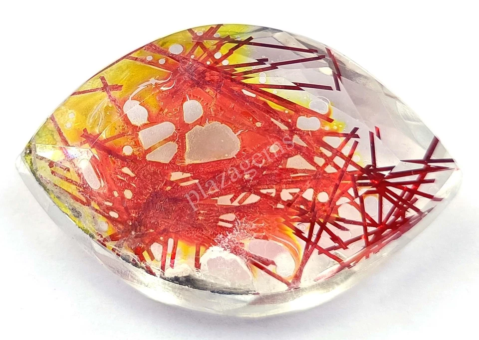 97.05 CT Marquise Cut Red Rutilated Quartz EGL Certified Loose Gemstone 5FRM - Image 2 of 4