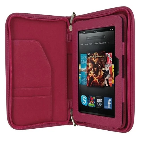 rooCASE for Amazon Kindle Fire HD 7" 2012 Executive Leather Case Magenta Lot C10 - Image 4 of 4