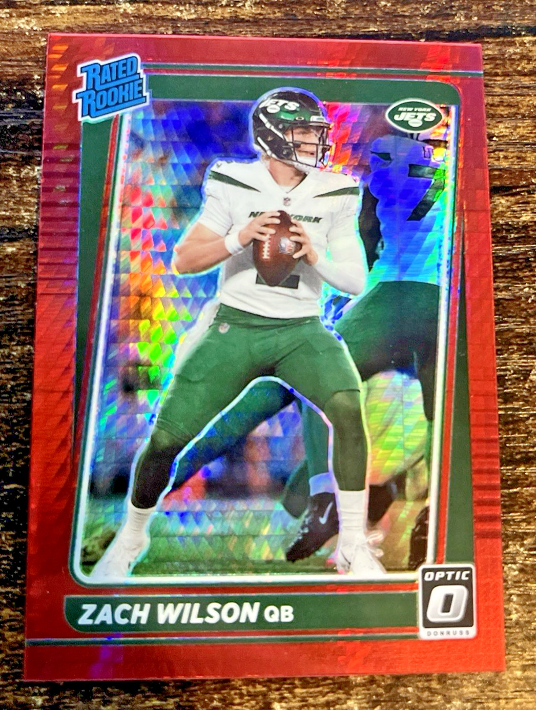 2021 Donruss Optic ZACH WILSON Rated Rookie Red Hyper Prizm Parallel #202 JETS