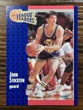 1991-92 Fleer Basketball John Stockton Utah Jazz League Leaders #221
