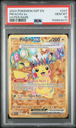 2024 POKEMON SSP EN-SURGING SPARKS HYPER RARE #247 PIKACHU EX PSA 10