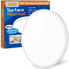 LED Flush Mount Ceiling Light Fixture, 12inch 24W 2880lm CCT 3000K/4000K/6500...