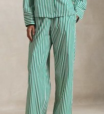 Polo Ralph Lauren Green White Striped Pajama Pants XL Cotton Logo Sleep Lounge