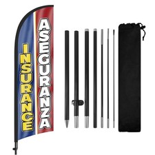 8FT Insurance Feather Flag with Pole  Ground Stake, Outdoor Advertising Red