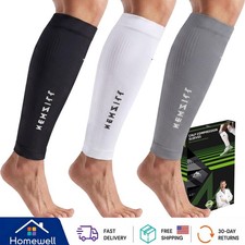 20-30mmHg Compression Calf Sleeves - Black/White/Gray 3-Pairs for Active Life