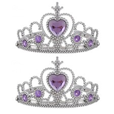 2X Woman Wedding Faux Rhinestone Crown Headband Silver Tone V7F35560
