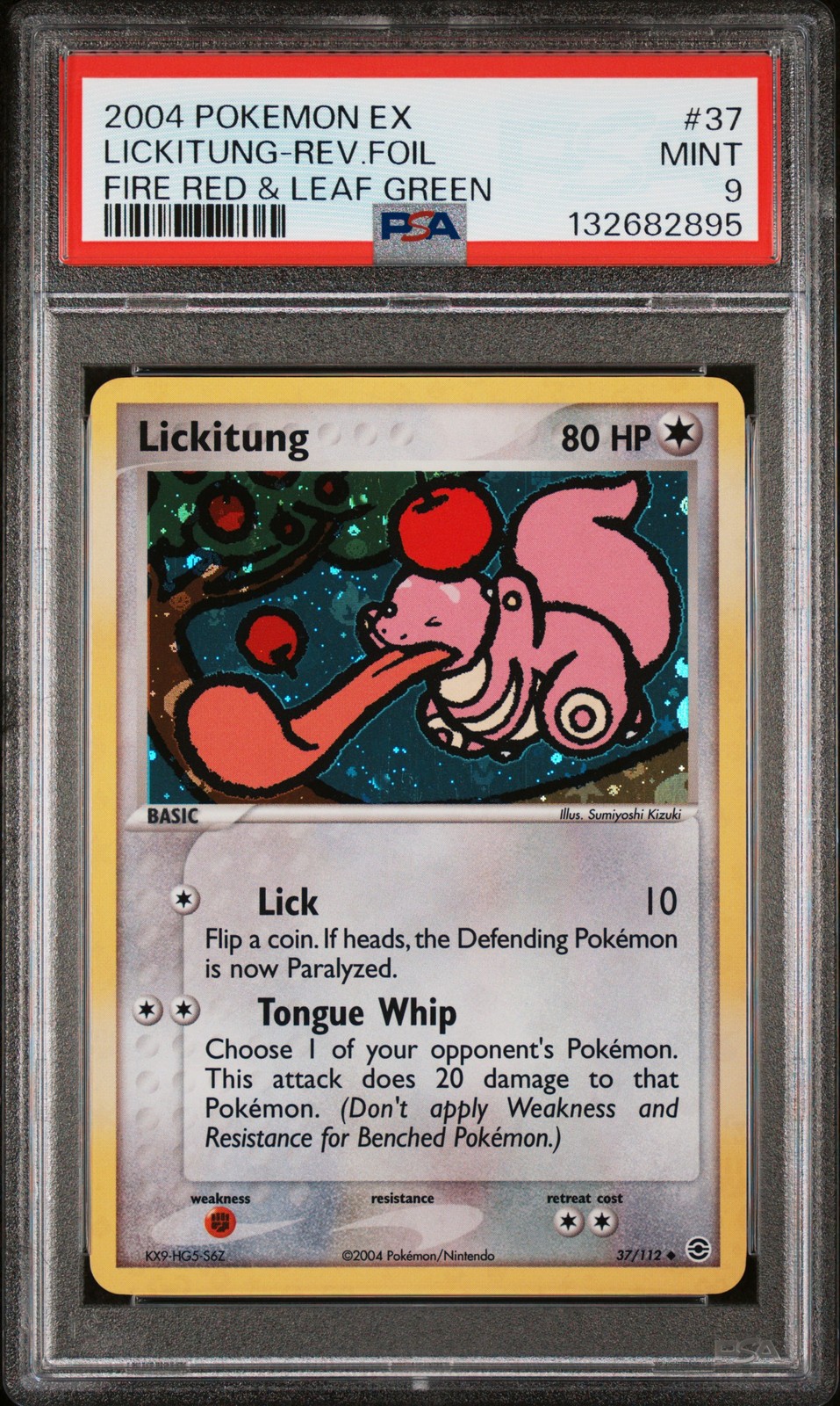 2004 POKEMON EX FIRE RED & LEAF GREEN #37 LICKITUNG-REVERSE FOIL PSA 9