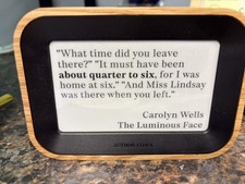 Author Clock Vol 1 Wood Finish E-ink Screen Displays Time in Literary Quotes