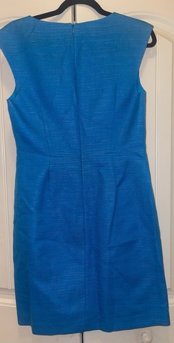 Trina Turk SHARP Turquoise Blue Sleeveless Cross Notch Neck Dress 10 - Picture 4 of 6
