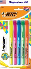 BIC Brite Liner Highlighters, Chisel Tip, 5-Count Pack, Assorted Colors - New
