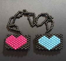 Heart Handcuff Kandi Rave Bracelet Pink Blue EDC EDM Festival PLUR Handmade Used
