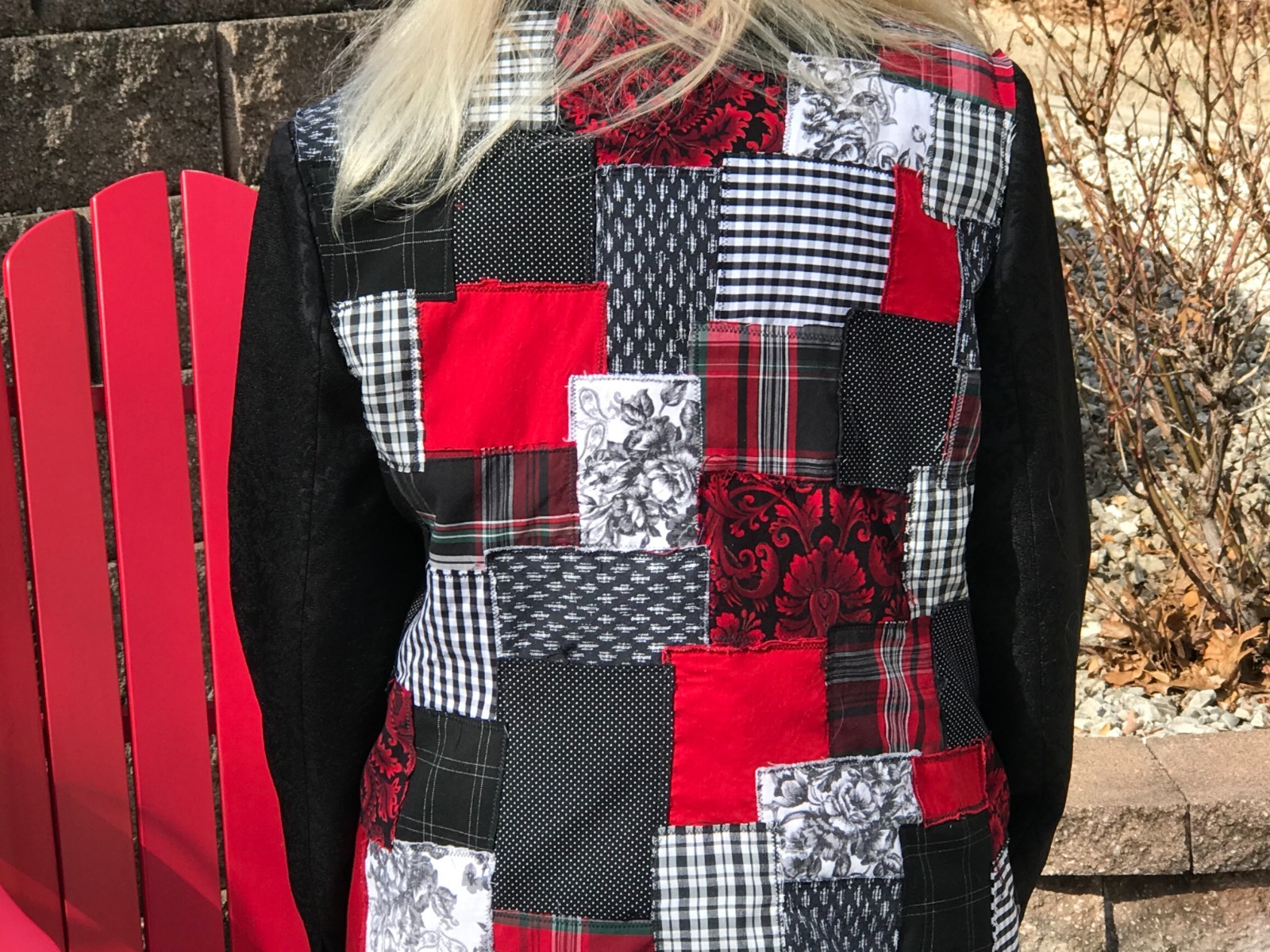 Upcycled Patchwork Jacket, Handcrafted Boho Red B… - image 9