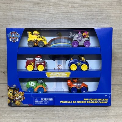 PAW Patrol Pup Squad Racers 6-Pack Exclusive Colors Action Figure Vehicles Spin