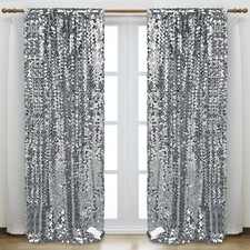 Silver Sequin Backdrop 4x10 Ft, 2 Panels, Large Shimmer Party Decor Silver